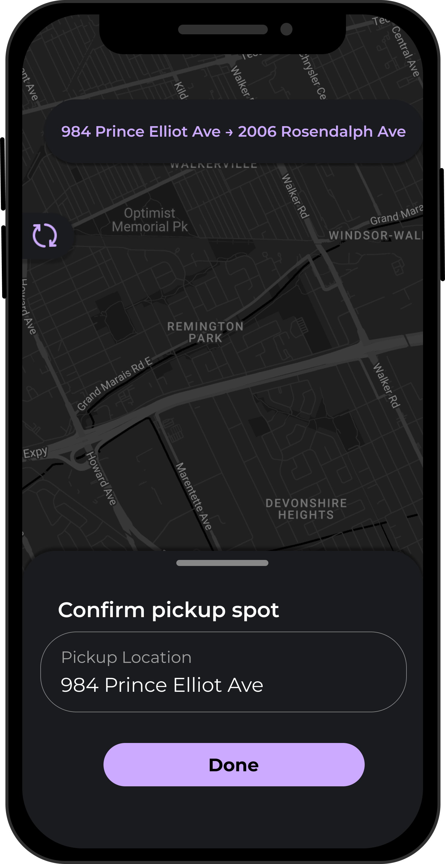 Aerrand App Dark Mode - Pickup Confirmation